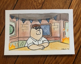 Everything Is Fine - 4” x 6” Ink and Watercolor Peter Painting / Fan Art