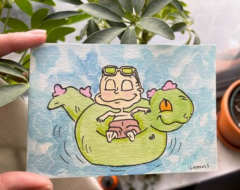 Summer Time Feeling - 3.5” x 5” Ink and Watercolor Tommy Fan Art