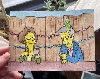 Big Flirt - 5 x 7 Watercolor Painting - Skinner Krabappel Fan Art