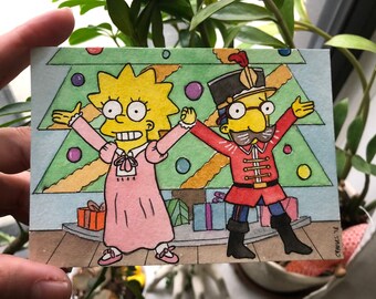 Nutcracker - 3.5” x 5” Ink and Watercolor Simpsons Painting / Fan Art