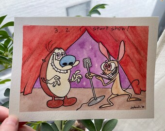 Let’s Start the Show - 5” x 7” Ink and Watercolor painting / Fan Art