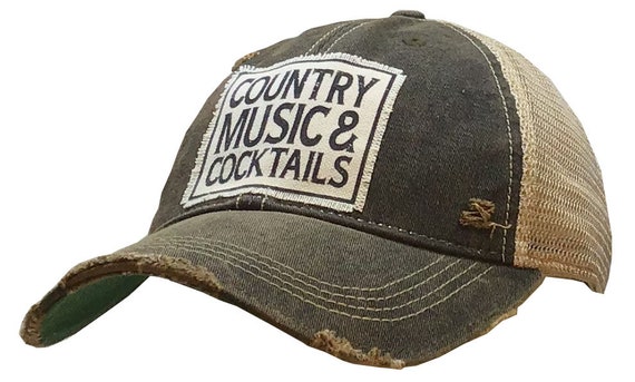 Country Music & Cocktails Distressed Trucker Cap | Trucker Cap | Baseball Hat | Drinking | Patch Hat | unisex | Country Music 