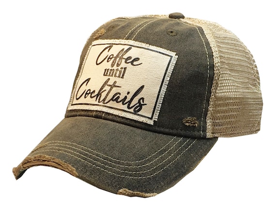 Buy Coffee Until Cocktails Distressed Trucker Hat | Trucker  display picture 3