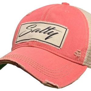 Salty Distressed Trucker Cap | Women&#39;s Trucker Cap | Baseball Hat | Beach | Mesh | Patch Hat | Sassy | Sarcasm | BEST SELLER | Gift For Her