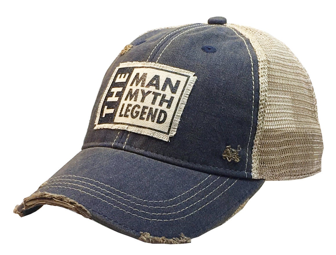 The Man The Myth The Legend Distressed Trucker Cap | Sarcasm | Guys Weekend  | Gift For Dad | Baseball Hat | Mesh | Patch Hat | Dad | Father