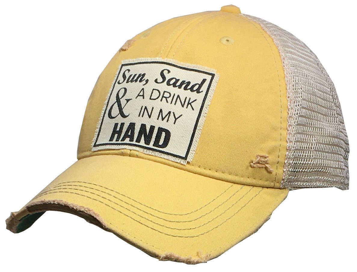 Hand Distressed Trucker Cap Beach 
