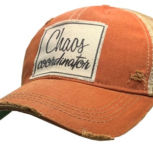Chaos Coordinator Distressed Trucker Cap | Mom's Trucker Cap | Women's Baseball | Mesh | Patch Hat | Sarcasm | BEST SELLER | Gift for Mom