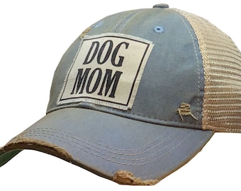 Dog Mom Distressed Trucker Cap | Animal Lover | Lover of Dogs | Patch Hat | Baseball Cap | Moms Gift | BEST SELLER | Fur Mama | Gift