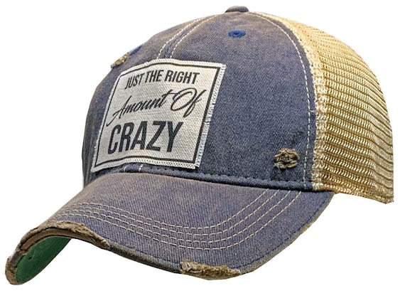Just The Right Amount Of Crazy Distressed Trucker Cap | Top Seller | Mesh | Sarcasm | Women's Ball Cap | Sarcastic Hat | Unisex | Funny Hat
