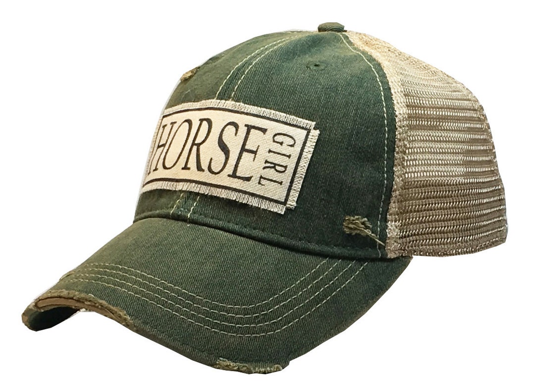 Horse Girl Distressed Trucker Cap Women's Trucker Baseball Hat Farm