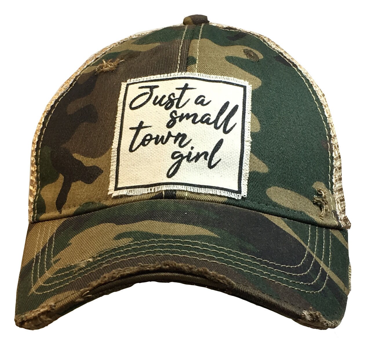 Vintage Life   “Just A Small Town Girl”  Distressed Trucker Cap