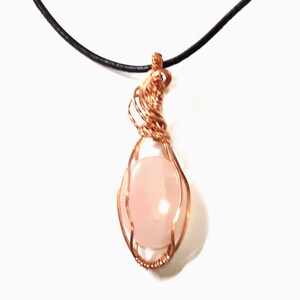 Rose Quartz Wrap Necklace, 100% Copper Wire, Crystal Products