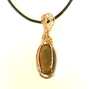 Picaso Jasper Pendant, Hand Wrapped Copper Wire, Crystal Item