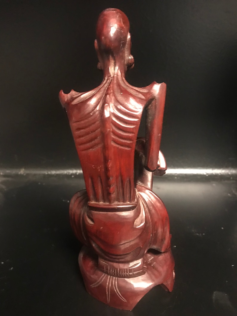 Vintage wood walnut carving of Asian Man