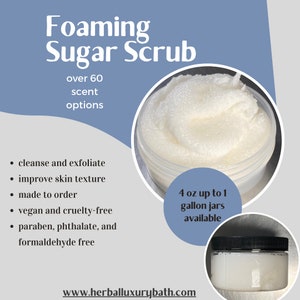 Half Gallon Foaming Scrub.  Wholesale Foaming Sugar Scrub. Wedding, bridal, baby shower and Christmas gifts. Pedicure or waxing scrub
