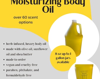 Wholesale Body Oil. Moisturizing body oil with Shea butter. Mother's day gifts. Handmade in the USA. Private label for spa salon wholesale