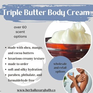 Wholesale 1 gal Triple Butter Body Cream. Shea, cocoa butter and Mango butter. Private label products. Handmade in the USA image 2