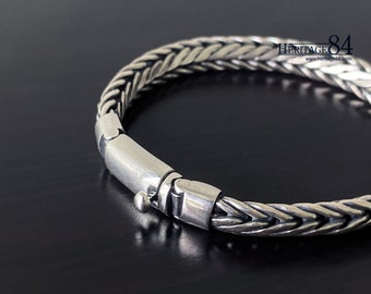 Man's Chain bracelet in Sterling silver, sturdy silver bracelet for man, man size bracelet, braided silver bracelet, birthday gift for him