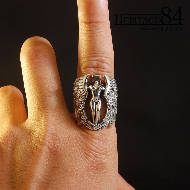 Angel Wings Silver Ring for Man Wing Shield Ring Knuckle Etsy Hong Kong