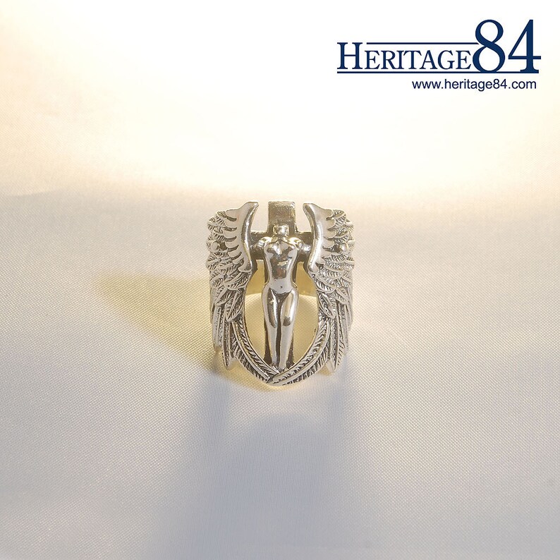 Angel Wings Silver Ring for Man Wing Shield Ring Knuckle Etsy Hong Kong
