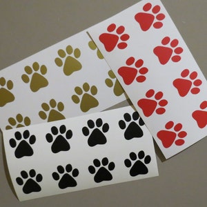 set of 8 Paw Print Vinyl Decals .  DIY decals/stickers.