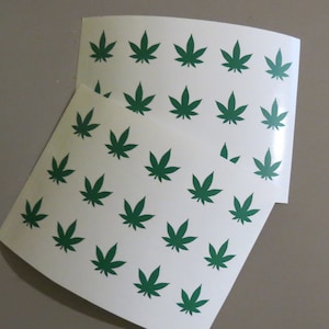 Set 8 cannabisvinylstickers, stickers marihuanablad