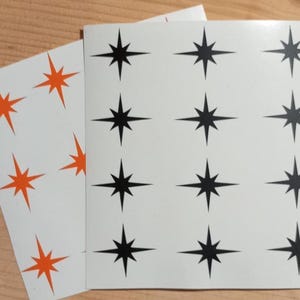 Set aus 16 Starburst Wandaufklebern - Retro Wandaufkleber, Sternaufkleber, Vinylaufkleber