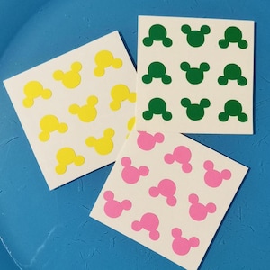 set of 12  Mickey Mouse Vinyl Decals.Disney Party stickers.