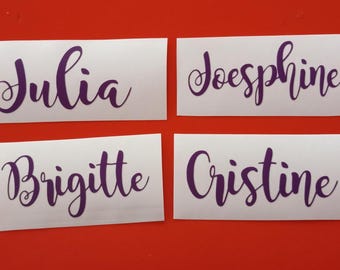 CUSTOM NAME decal for champagne glass,  wine glass , acrylic, plastic glasses. Glass NOT included