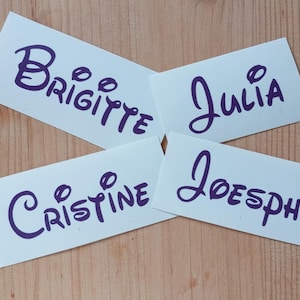 AANGEPASTE NAAM Vinylsticker in Disney-lettertype, sticker voor glazen, wijnglas, acryl, plastic glazen