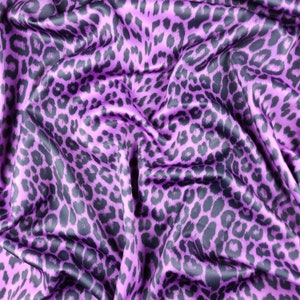 Purple Leopard Jersey Fabric | Animal Print Stretchy Scuba & Velvet | Polyester Spandex Fabric (FS005_5)