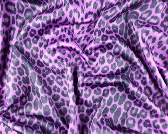 Purple Leopard Jersey Fabric | Animal Print Stretchy Scuba & Velvet | Polyester Spandex Fabric (FS005_5)