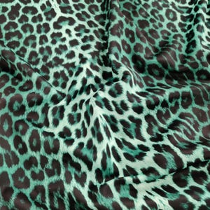 Green Leopard Jersey Fabric | Animal Print Stretchy Scuba & Velvet | Polyester Spandex Fabric (FS005_7)