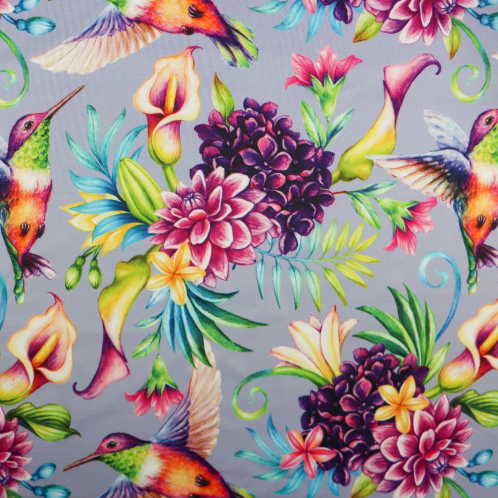 FS1006 Humming Bird Floral Flowers Print on High Quality Dress - Etsy UK