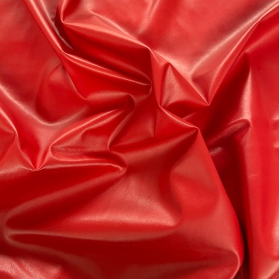 FS410_8 tessuto elasticizzato in pelle poliestere PU rosso per metro  venduto al metro -  Italia