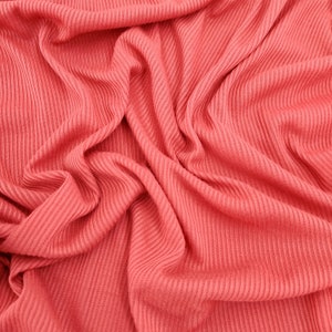 FS591 Rust Blue Poly Cotton Rib Leisurewear Lounge Wear Quality Stretchy Fabric - (Sold Per Metre)