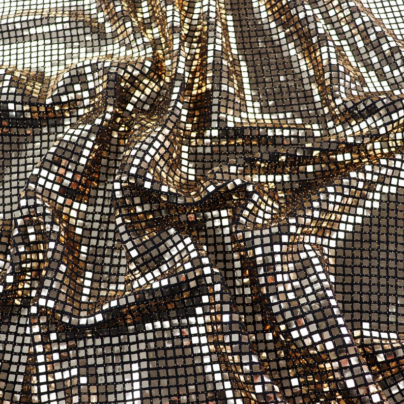 Silver Holographic Square Sequin Stretch Lurex Fabric, Mirror Ball Fabric, Disco Fabric, Dance Costume Fabric, Festival Fabric image 12