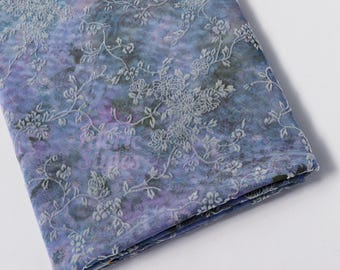 Blue Floral Power Mesh Fabric | Lightweight 90gsm 4-Way Stretch Net 160cm Wide