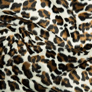 FS750 Leopard Animal Print On High Quality Jersey Velboa Fur Fabric -  Sold Per Metre