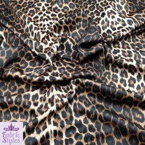 Brown Leopard Jersey Fabric | Animal Print Stretchy Scuba & Velvet | Polyester Spandex Fabric (FS005_1)