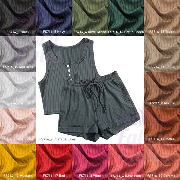 FS714 Over 15 Colours Soft Jersey Knitwear 8 X 4  Rib High Quality Leisurewear Loungewear  - (Sold Per Metre)