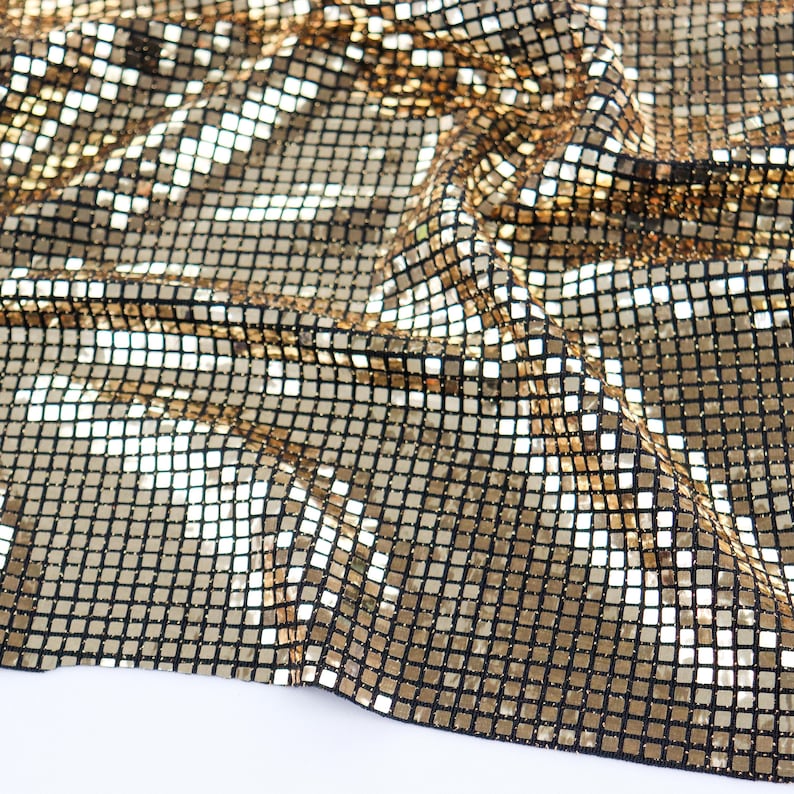 Silver Holographic Square Sequin Stretch Lurex Fabric, Mirror Ball Fabric, Disco Fabric, Dance Costume Fabric, Festival Fabric image 1