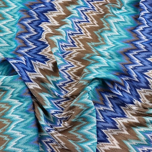 Zigzag Chevron Knit Stretch Fabric Print on High Quality Dress Making Jersey Material - (Sold Per Metre)