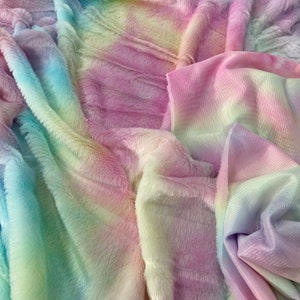 Rainbow Fur Fabric Craft Dancewear stage wear Clothing & Accessories Polyester Stretch Soft Fabric By The Metre FS688