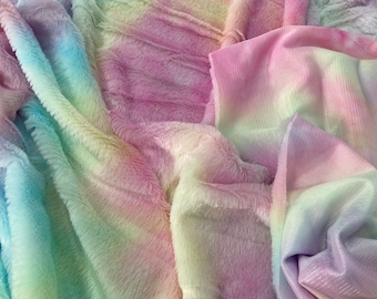Rainbow Fur Fabric Craft Dancewear stage wear Clothing & Accessories Polyester Stretch Soft Fabric By The Metre FS688