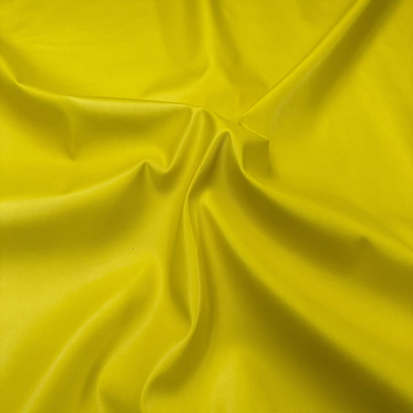 FS410_15 Yellow PU Polyester Faux Leather Stretch Fabric Per Metre - (Sold Per Metre)