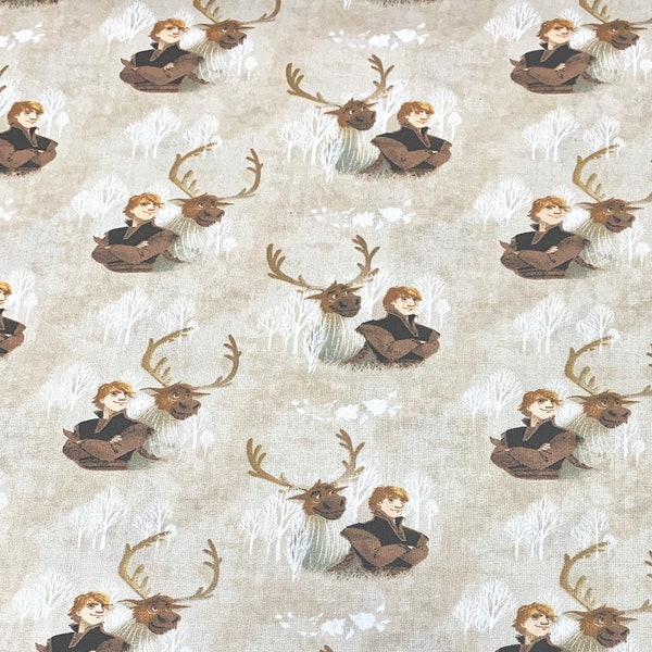 FS655 Frozen 2 Kristoff & Sven Disney Cotton Fabric Design Craft Quilting Upholstery Fabric By The Metre