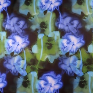 Floral Shadow Scuba Jersey Fabric – Ocean Mist Green Blue – 2 way Stretch Polyester Dress Fabric by the Metre for Sewing & Crafts