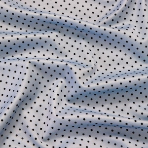 FS1177 Baby Blue Polka dots on Premium Dress Making Jersey Stretch Scuba Knit Fabric - (Sold Per Metre)