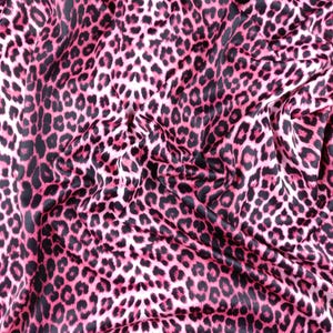 Pink Leopard Jersey Fabric | Animal Print Stretchy Scuba & Velvet | Polyester Spandex Fabric (FS005_3)
